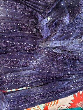 Purple Textured Button-Down Shirt with Subtle Sequins